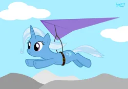 Size: 4478x3118 | Tagged: safe, artist:ironm17, derpibooru import, trixie, pony, unicorn, female, hang glider, hang gliding, high res, image, mare, png, smiling, solo