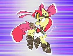 Size: 1600x1237 | Tagged: safe, artist:redfoxjake, derpibooru import, apple bloom, earth pony, pony, alchemist, clothes, costume, female, filly, foal, goggles, image, jpeg, solo