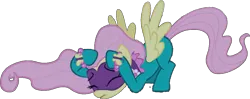 Size: 993x392 | Tagged: safe, artist:pascalmulokozi2, derpibooru import, edit, edited screencap, screencap, fluttershy, saddle rager, pegasus, pony, power ponies (episode), background removed, covering, eyes closed, female, image, mare, not a vector, open mouth, png, power ponies, simple background, solo, transparent background