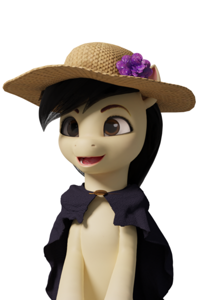 Size: 720x1080 | Tagged: safe, artist:littleiceage, derpibooru import, oc, earth pony, pony, 3d, clothes, flower, hat, image, open mouth, png, robe, simple background, smiling, solo, straw hat, transparent background