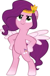 Size: 3456x5229 | Tagged: safe, artist:ironm17, derpibooru import, pipp petals, pegasus, pony, my little pony: a new generation, my little pony: make your mark, my little pony: make your mark chapter 2, my little pony: tell your tale, absurd resolution, bipedal, crown, female, g4, g5, g5 to g4, generation leap, hoof on hip, image, jewelry, mare, png, regalia, show accurate, simple background, smiling, solo, spread wings, transparent background, vector, wings