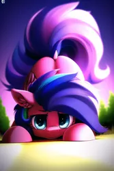 Size: 512x768 | Tagged: safe, derpibooru import, editor:giantpony, machine learning generated, novelai, firefly, pegasus, pony, g1, my little pony 'n friends, rescue at midnight castle, alternate universe, big pony, butt, cute, daaaaaaaaaaaw, embarrassed, farm, female, flyabetes, g4 style, giant pegasus, giant pony, image, implied megan williams, leaning down, looking at you, looming, low angle, macro, macro/micro, png, sad eyes, simple background, solo, solo female, sorry, story included, tail, wide hips
