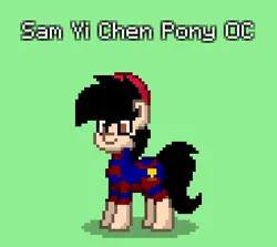 Size: 368x328 | Tagged: safe, artist:josephlu2021, derpibooru import, oc, oc:sam yi chen, unofficial characters only, earth pony, pony, pony town, black hair, clothes, earth pony oc, football, hat, image, png, pony oc, red hat, sports, sports outfit, uniform