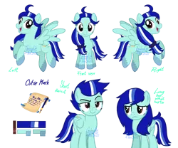 Size: 1500x1250 | Tagged: safe, artist:goodmangirl, artist:whippingcrram, derpibooru import, oc, oc:pristine azure, unofficial characters only, pegasus, pony, image, png, reference sheet