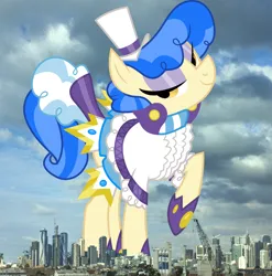 Size: 2026x2048 | Tagged: safe, derpibooru import, sapphire shores, earth pony, pony, australia, clothes, female, giant pony, giant sapphire shores, giant/macro earth pony, giantess, high res, highrise ponies, image, irl, jpeg, looking at you, macro, mare, mega giant, melbourne, photo, ponies in real life, raised hoof, smiling, solo
