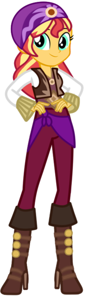 Size: 240x787 | Tagged: safe, sunset shimmer, equestria girls, bandana, belt, boots, clothes, high heel boots, image, jacket, jeans, pants, png, shirt, shoes, solo, vest