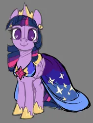 Size: 1440x1898 | Tagged: safe, artist:moonseeker, derpibooru import, twilight sparkle, twilight sparkle (alicorn), alicorn, pony, clothes, dress, female, gray background, image, mare, png, simple background, sketch, solo