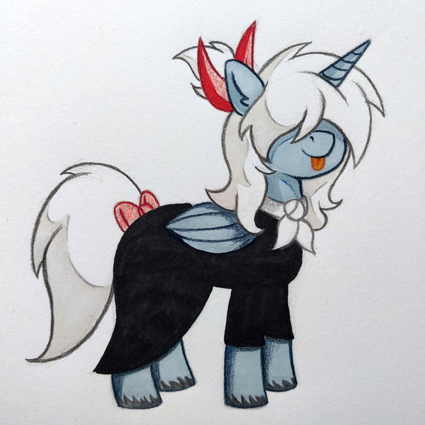 Size: 3056x3056 | Tagged: safe, derpibooru import, oc, alicorn, pony, pony town, :p, bow, clothes, dress, image, jpeg, tongue out, traditional art