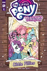 Size: 2063x3131 | Tagged: safe, derpibooru import, idw, fluttershy, pinkie pie, rainbow dash, rarity, twilight sparkle, earth pony, pegasus, unicorn, comic cover, glasses, happy, image, letter, little fillies, little women, my little pony classics reimagined: little fillies, official comic, png, smiling, snow