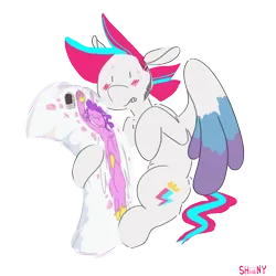 Size: 3000x3000 | Tagged: safe, artist:shiiiny, derpibooru import, pipp petals, zipp storm, pegasus, blushing, body pillow, cuddling, embarrassed, female, g5, image, incest, lesbian, pipp petals body pillow, pippzipp, png, raised hoof, shipping, siblings, signature, simple background, sisters, transparent background