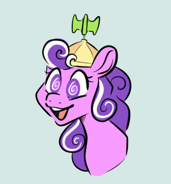 Size: 800x863 | Tagged: safe, artist:smirk, derpibooru import, screwball, earth pony, pony, bust, cute, hat, image, open mouth, open smile, png, portrait, propeller hat, simple background, smiling, solo