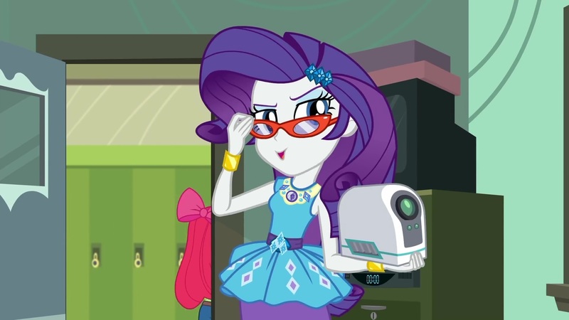 Size: 1920x1080 | Tagged: safe, derpibooru import, screencap, apple bloom, rarity, human, equestria girls, equestria girls series, happily ever after party, glasses, humanized, image, jpeg, projector, rarity peplum dress, rarity's glasses