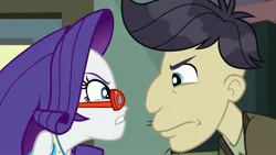 Size: 1920x1080 | Tagged: safe, derpibooru import, screencap, cranky doodle donkey, rarity, human, equestria girls, equestria girls series, happily ever after party, glasses, humanized, image, jpeg, rarity peplum dress, rarity's glasses
