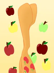 Size: 1500x2000 | Tagged: safe, artist:cycrus, derpibooru import, applejack, earth pony, pony, apple, fetish, food, gradient background, hoof fetish, image, leg focus, legs, legs in air, pictures of legs, png, solo