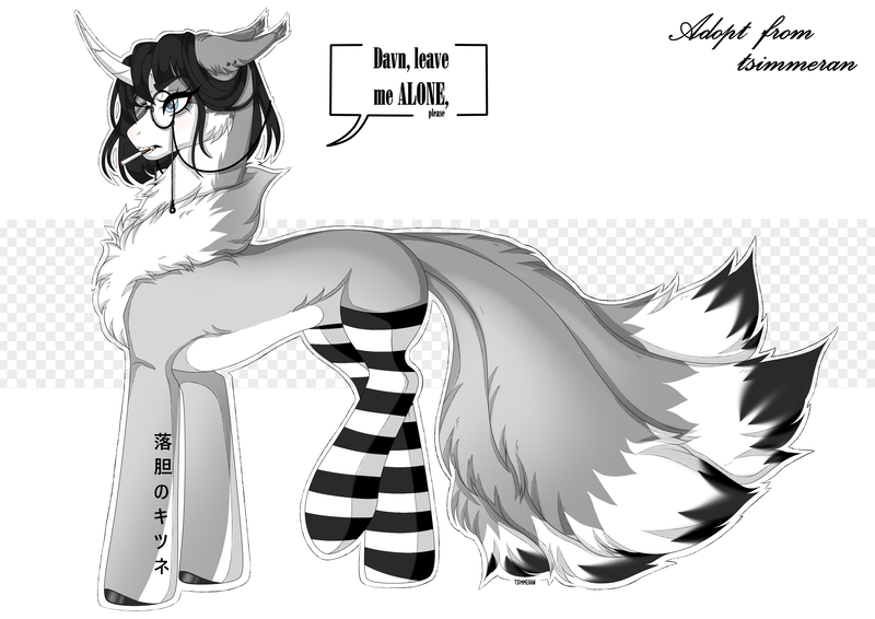 Size: 3508x2480 | Tagged: safe, artist:elberas, derpibooru import, oc, oc:shizuka kitsune, unofficial characters only, fox, pony, chest fluff, clothes, ear piercing, female, glasses, horn, image, piercing, png, socks, solo