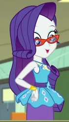 Size: 538x953 | Tagged: safe, derpibooru import, screencap, rarity, equestria girls, equestria girls series, happily ever after party, cropped, glasses, image, jpeg, rarity peplum dress, solo