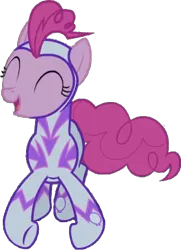 Size: 382x529 | Tagged: safe, artist:pascalmulokozi2, derpibooru import, edit, edited screencap, screencap, fili-second, pinkie pie, earth pony, season 4, excited, eyes closed, giggling, image, jumping, laughing, png, power ponies, simple background, solo, transparent background