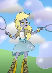 Size: 1280x1810 | Tagged: safe, artist:lavenderrain24, derpibooru import, derpy hooves, equestria girls, bubble, bubble wand, female, image, jpeg, solo