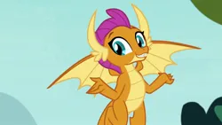 Size: 1920x1080 | Tagged: safe, derpibooru import, screencap, smolder, dragon, school daze, season 8, spoiler:s08, 1080p, cute, dragoness, female, flying, image, jpeg, looking at you, smiling, smolderbetes