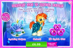 Size: 1962x1295 | Tagged: safe, derpibooru import, official, sunburst, pony, unicorn, advertisement, beard, bush, clothes, costs real money, crystal, english, facial hair, gameloft, glasses, horn, image, jpeg, male, messy mane, messy tail, numbers, robe, sale, solo, solo focus, stallion, tail, text