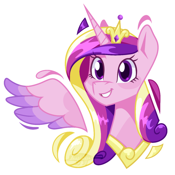 Size: 1080x1084 | Tagged: safe, artist:imaplatypus, derpibooru import, princess cadance, alicorn, pony, bust, female, image, png, simple background, smiling, solo, white background