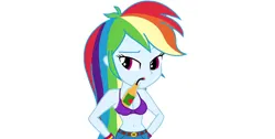 Size: 772x390 | Tagged: suggestive, derpibooru import, edit, edited screencap, editor:ah96, screencap, rainbow dash, equestria girls, legend of everfree, background removed, bedroom eyes, belt, bra, breast edit, breasts, busty rainbow dash, cider, cider dash, clothes, denim, drink, drinking, drinking straw, ibispaint x, image, jeans, pants, png, purple bra, solo, underwear