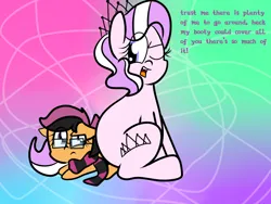 Size: 1024x768 | Tagged: safe, artist:askscootahipster, derpibooru import, diamond tiara, scootaloo, earth pony, pony, ask chubby diamond, ask scootahipster, ask, clothes, female, filly, foal, glasses, image, lesbian, one eye closed, png, scarf, scootiara, shipping, sitting on person, wink