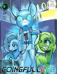 Size: 527x677 | Tagged: safe, derpibooru import, oc, unofficial characters only, pony, robot, robot pony, advertising, arist:yogurt, comic, convention, electronics, holopon, image, mascot, online, pixal, png, poniesonline, science fiction, wrench