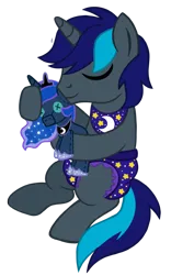 Size: 636x900 | Tagged: suggestive, artist:jennieoo, derpibooru import, princess luna, oc, oc:nightward, original species, plush pony, pony, unicorn, diaper, image, patreon, patreon reward, plushie, png, show accurate, simple background, sketch, sleeping, solo, transparent background