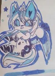 Size: 2841x3928 | Tagged: safe, artist:nidyafallen, derpibooru import, oc, unofficial characters only, alicorn, cat, cat pony, original species, pony, alicorn oc, female, horn, image, jpeg, mare, smiling, solo, traditional art, wings