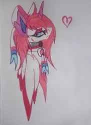 Size: 2936x4065 | Tagged: safe, artist:nidyafallen, derpibooru import, ponified, alicorn, pony, sylveon, bedroom eyes, bust, heart, image, jpeg, pokémon, solo, traditional art