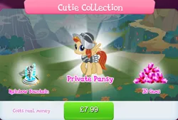 Size: 1263x856 | Tagged: safe, derpibooru import, official, private pansy, pegasus, pony, armor, bundle, bush, castles of equestria, costs real money, english, female, fountain, gameloft, gem, helmet, image, jpeg, mare, numbers, sale, show accurate, solo, solo focus, spread wings, text, wings