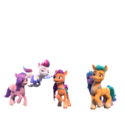 Size: 1080x1080 | Tagged: safe, derpibooru import, official, hitch trailblazer, izzy moonbow, pipp petals, sunny starscout, zipp storm, earth pony, pegasus, pony, unicorn, my little pony: make your mark, animated, female, g5, gif, image, male, mane five (g5), mare, simple background, stallion, transparent background