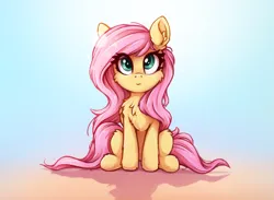 Size: 934x685 | Tagged: safe, artist:zeepheru_pone, derpibooru import, fluttershy, pegasus, pony, chest fluff, cute, ear fluff, female, image, looking at you, mare, png, shyabetes, simple background, sitting, smiling, solo, tail