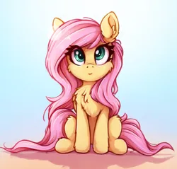 Size: 660x632 | Tagged: safe, alternate version, artist:zeepheru_pone, derpibooru import, fluttershy, pegasus, pony, chest fluff, cute, ear fluff, female, image, looking at you, mare, png, shyabetes, simple background, sitting, smiling, solo, tail