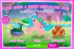 Size: 1957x1296 | Tagged: safe, derpibooru import, idw, official, crackle, firefly, pegasus, pony, advertisement, bow, clothes, costs real money, costume, disguise, english, female, g1, g4, gameloft, idw showified, image, jpeg, mare, numbers, sale, solo, solo focus, spread wings, tail, tail bow, text, wings