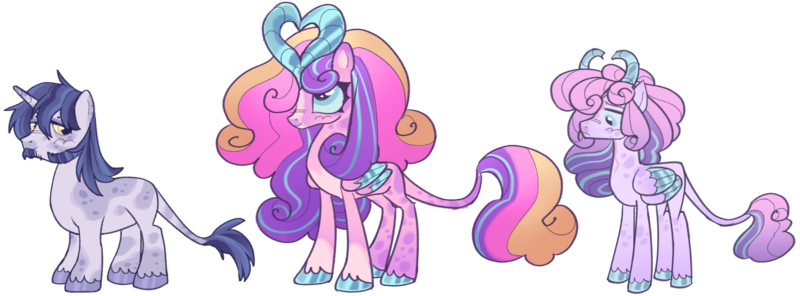 Size: 2709x1002 | Tagged: safe, artist:grubgruel, artist:lovedletters, princess cadance, princess flurry heart, shining armor, alicorn, pony, unicorn, base used, colored hooves, crystal hooves, facial hair, female, image, leonine tail, male, mare, png, redesign, simple background, stallion, transparent background, unshorn fetlocks
