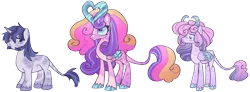 Size: 2709x1002 | Tagged: safe, artist:grubgruel, artist:lovedletters, princess cadance, princess flurry heart, shining armor, alicorn, pony, unicorn, base used, colored hooves, crystal hooves, facial hair, female, image, leonine tail, male, mare, png, redesign, simple background, stallion, transparent background, unshorn fetlocks
