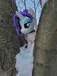 Size: 1512x2016 | Tagged: safe, artist:epicrainbowcrafts, derpibooru import, rarity, clothes, dress, image, jewelry, jpeg, photo, plushie, snow, tree, winter