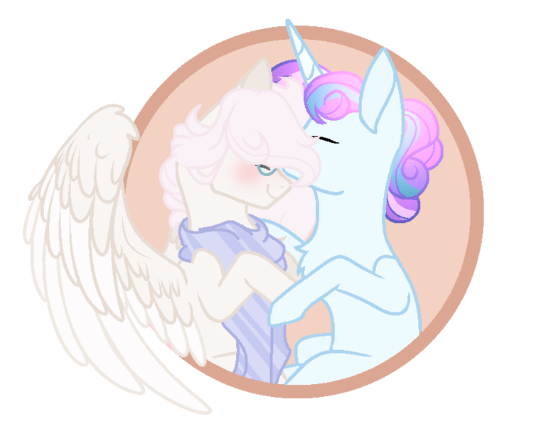 Size: 824x632 | Tagged: safe, artist:lilith1light, artist:selenavivacity, derpibooru import, oc, oc:crystal arrow, oc:spring cherry, unofficial characters only, pegasus, pony, unicorn, base used, clothes, female, glasses, horn, image, kissing, male, mare, oc x oc, offspring, offspring shipping, parent:bulk biceps, parent:fluttershy, parent:princess cadance, parent:shining armor, parents:flutterbulk, parents:shiningcadance, pegasus oc, png, scarf, shipping, simple background, stallion, straight, transparent background, unicorn oc, wings