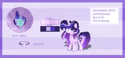 Size: 1280x598 | Tagged: safe, artist:selenavivacity, derpibooru import, oc, oc:aurora night, unofficial characters only, unicorn, choker, coat markings, colored hooves, colored pupils, cutie mark, frame, horn, image, jpeg, offspring, parent:flash sentry, parent:twilight sparkle, parents:flashlight, reference sheet, sparkly mane, striped background, unicorn oc