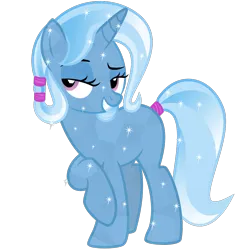 Size: 1000x1000 | Tagged: safe, artist:the smiling pony, derpibooru import, trixie, crystal pony, pony, unicorn, .svg available, crystallized, grin, image, lidded eyes, looking at you, png, simple background, smiling, solo, sparkles, the crystal empire 10th anniversary, transparent background, vector