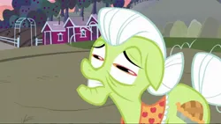 Size: 1280x720 | Tagged: safe, derpibooru import, screencap, granny smith, earth pony, pony, the perfect pear, great moments in animation, image, jpeg, smear frame, sweet apple acres, weird eyes