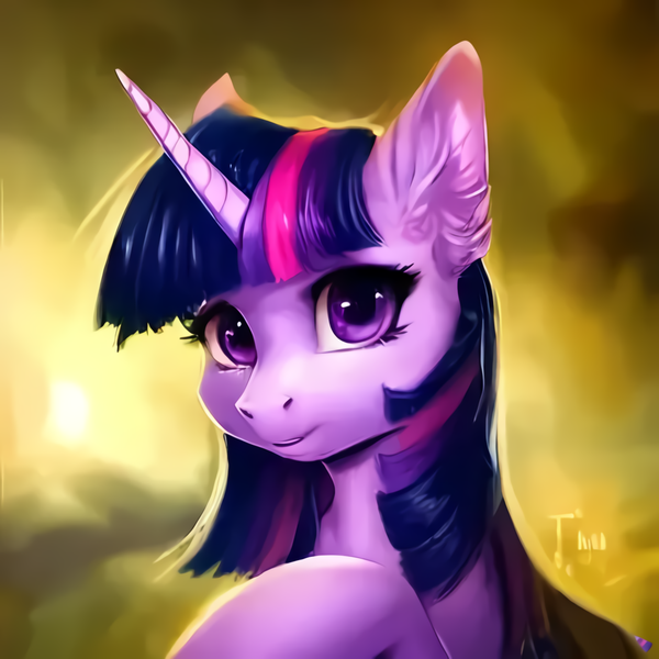 Size: 1082x1082 | Tagged: safe, ai content, derpibooru import, machine learning generated, prompter:krivovyaz, purplesmart.ai, stable diffusion, twilight sparkle, pony, unicorn, g4, ear fluff, female, generator:purplesmart.ai, image, png, solo