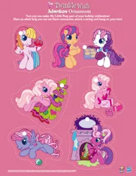 Size: 540x698 | Tagged: safe, derpibooru import, cheerilee (g3), pinkie pie (g3), scootaloo (g3), starsong, sweetie belle (g3), toola roola, earth pony, pegasus, pony, unicorn, twinkle wish adventure, bipedal, box, christmas, christmas tree, clothes, cookie, female, filly, fireplace, flying, foal, food, g3, g3.5, holiday, image, jpeg, mare, ornament, ornaments, oven mitts, paintbrush, painting, pigtails, ponytail, present, socks, standing, stockings, thigh highs, tree