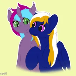 Size: 2600x2600 | Tagged: safe, artist:aelflonra, derpibooru import, oc, oc:cloud twist, oc:nightsky, bat pony, pegasus, image, png