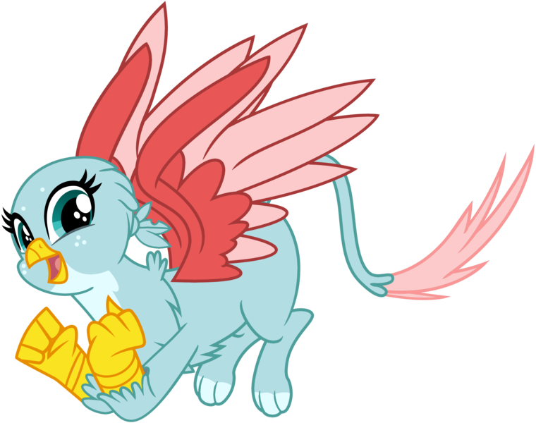 Size: 3800x3000 | Tagged: safe, artist:ponygamer2020, derpibooru import, ocellus, gryphon, cute, diaocelles, disguise, disguised changeling, female, flying, freckles, griffon ocellus, happy, image, looking at you, open mouth, png, simple background, smiling, solo, species swap, transparent background, vector