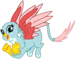 Size: 3800x3000 | Tagged: safe, artist:ponygamer2020, derpibooru import, ocellus, gryphon, cute, diaocelles, disguise, disguised changeling, female, flying, freckles, griffon ocellus, happy, image, looking at you, open mouth, png, simple background, smiling, solo, species swap, transparent background, vector