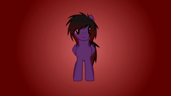 Size: 600x338 | Tagged: safe, artist:zeffdakilla, derpibooru import, oc, oc:frankie fang, unofficial characters only, pegasus, pony, animated, black mane, emo, flash, flash animation, gif, gradient background, image, male, puppet, puppet rig, purple fur, red mane, rig, rotating, scene, scene kid, solo, spinning