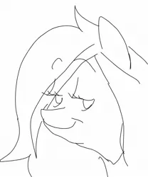 Size: 1080x1299 | Tagged: safe, artist:pony quarantine, derpibooru import, oc, oc:anon-mare, earth pony, pony, black and white, bust, female, grayscale, image, jpeg, looking at you, mare, monochrome, simple background, sketch, smiling, smiling at you, solo, white background
